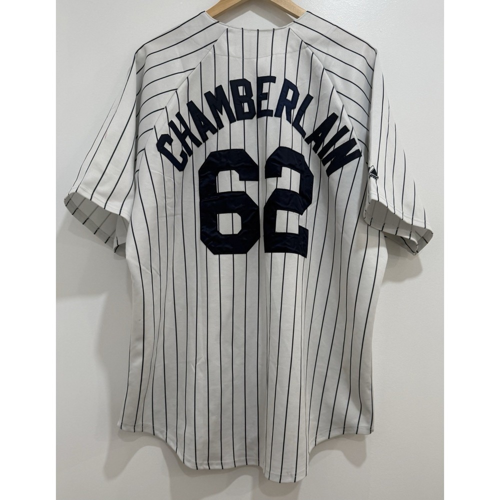 VTG Joba Chamberlain New York Yankees Majestic MLB Sewn #62 Jersey Size 2XL